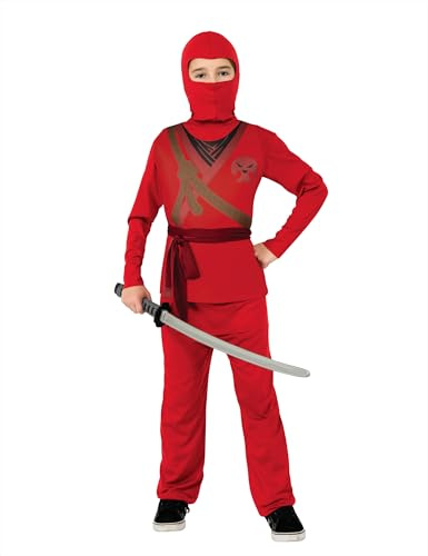Rubies Disfraz Ninja Skull para niño, con Capucha y Cinturón con detalles impreso en el pecho, óptimo para halloween, carnaval y cumpleaños