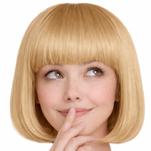 Hatstar Bob Perücke Blond, Charleston-Perücke für Damen und Herren, Kostüm Accessoire für Karneval, Fasching und Halloween, 100% Polyester