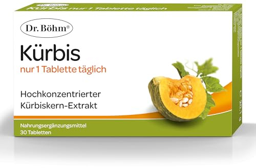 Dr Böhm Kürbiskernextrakt - Unterstützung für den Mann ab 40, 30 Tabletten | 20-fach konzentrierter Extrakt aus Steirischem Ölkürbis, reich an Mineralstoffen, glutenfrei, laktosefrei, 1x täglich