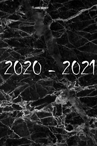 Marmor Taschenkalender 2020 2021 Jahresplaner Kalenderbuch Für Zwei Jahre: Notizbuch, Terminkalender 2020 2021, Studienplaner, Kalender, Terminplaner Zweijährig, Marmor Schwarz Wochenplaner