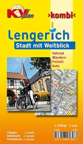 Lengerich: 1:15.000 Stadtplan mit Freizeitkarte 1:25.000, Radrouten des Radelpark Münsterland und Wanderwege des Teutoburger Waldes, Cityplan ... Waldes, Cityplan (KVplan Münsterland-Region)
