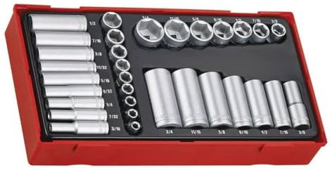 Teng TTAF32 1/ 4-3/ 8-inch Regular/ Deep Socket Set Drive (32 Pieces)