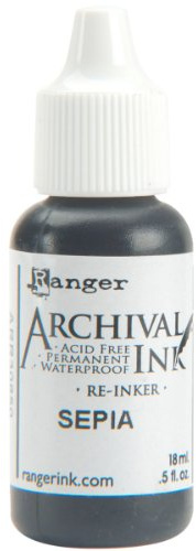 Ranger Archival Ink Tintennachfüllflasche für Stempelkissen, Sepia