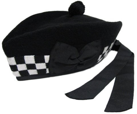 Tartanista Mens Black and White Dice Wool Piper Glengarry Kilt Hats