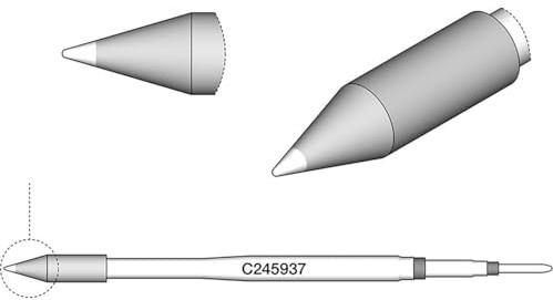 JBC Lötspitze Serie C245, Rundform, C245937/Ø 0,6 mm, gerade, High Thermal C245937 (Lötkartusche Lötpatrone Loetspitze Loetkartusche Loetpatrone 2245 2045)