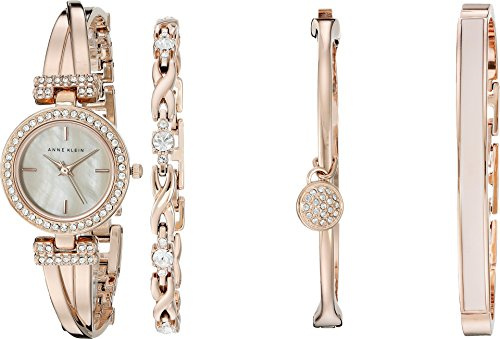 Anne Klein Ensemble Montre et Bracelet de qualité supérieure pour Femme avec Cristaux Or Rose