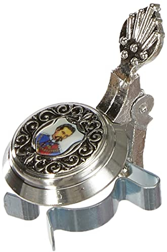 Schnabel-Schmuck Flaschenverschluß, Silber u. farbiges Bild, 5 x 5 cm, König Ludwig