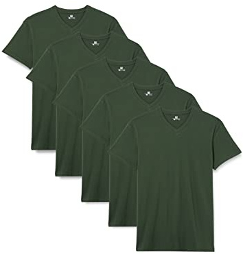 Lower East LE156 Camiseta para Hombre, Verde Oscuro (Paquete de 5), 2XL