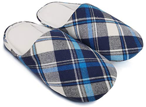 ofoot Pantofole di Schiuma di Cotone per Uomo,Spugna a Rimbalzo Lento Riempire,Plaid Pantofole a Solette di Gomma Non Sgusciata,Pantofole di Casa