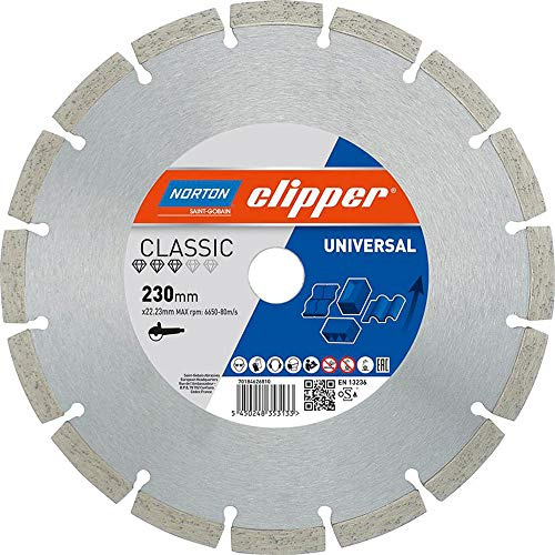 Norton Clipper 70184626810 Classic Uni Disques diamant 230 x 22,23 mm Gris/Argent