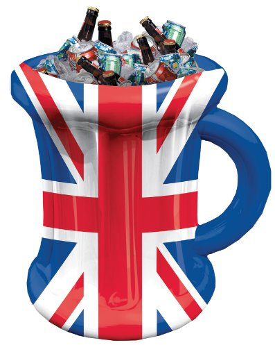 amscan 994902 Britain Inflatable Beer Mug 35cm w x 45cm h-1 Pc, Red/White/Blue, 1 Count (Pack of 1)