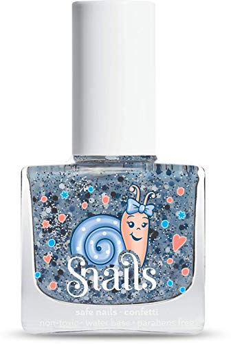 Snails 516202 Kinder Nagellack Top Coat Confetti blau, auf Wasserbasis, abwaschbar, unbedenklich, vegan