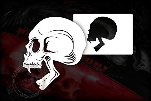 Herterich Products Airbrush Schablone für Totenkopf - Tattoo und Graffiti Stencil Vorlage