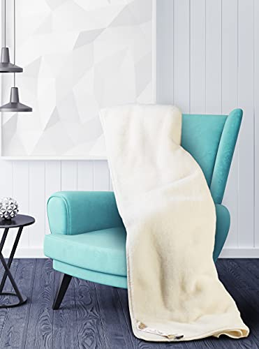 Merino Wool Manta pura/manta 250x200 cm marca de lana nueva ecru manta super king size