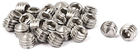 sourcing map Vis Pointeau Conique pour Poignée de Porte Vis Sans Tête Hexagonale M5x4mm Argenté 25 pcs