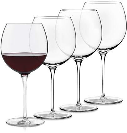 Libbey Signature Kentfield Balloon Wine Glasses, 24 Oz Elegant Large Red Wine Glasses Set of 4, Long Stem Glass Wine Glasses for Weddings, Birthdays, and More