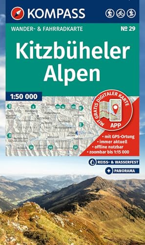 KOMPASS Wanderkarte 29 Kitzbüheler Alpen 1:50.000: Wander- und Fahrradkarte in einem - inklusive Offline-Verwendung in der KOMPASS-App. Wander-& Radwege. Panorama. Skitouren. Langlaufen. Reiten.