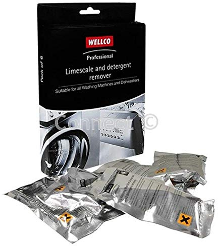 Wellco Professionelle Entkalker für Waschmaschine Geschirrspüler, Packung mit 6 Beuteln mit je 50 g.