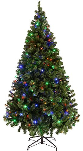 WeRChristmas Pre-Lit Spruce Multi-Function Christmas Tree, 2.1 m - 7 feet with 300-LED Lights, Multi-Colour