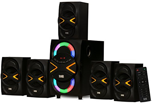Akustiskt ljud av Goldwood 5.1 högtalarsystem 5.1-kanal med LED-lampor och Bluetooth hemmabiohögtalarsystem, svart (AA5210)