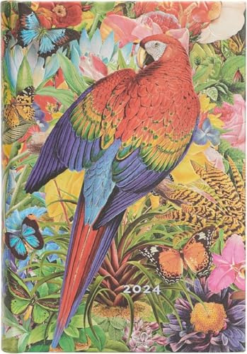 Paperblanks 12 månadskalender 2024 tropisk trädgård | Dagöversikt | Mini (95 × 140 mm)