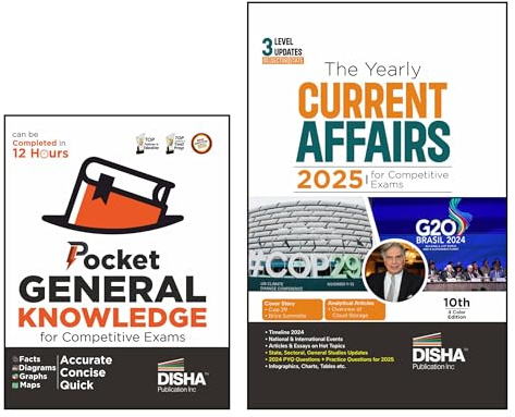 Color Combo (set of 2 Books) Pocket General Knowledge & Yearly Current Affairs 2025 for Competitive Exams 4th Edition | GK | UPSC, State PSC, CUET, SSC, Bank PO/ Clerk, MBA, RRB, NDA, CDS, CAPF