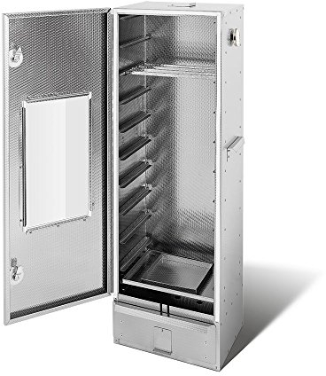 Smoki Räucherofen aus geprägtem Stahl mit Sichtfenster: 120cm hoch.