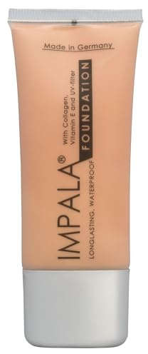 Impala - Lang Haltende Foundation | Vollständig Deckende Foundation | Wasserfeste Foundation | Kollagen und Vitamin E | Sonnenschutz Foundation | UV Licht Filter | Farbe 03