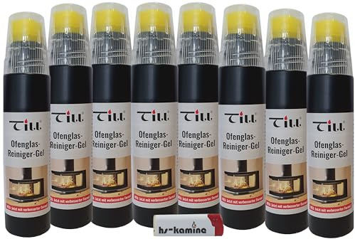 ** Set** Till Kaminglas Reiniger 8 Flaschen a. 200ml Gel mit Bürste