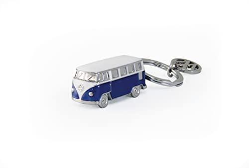 BRISA VW Collection - T1 Bulli Bus Schlüsselanhänger 3D Modell | Volkswagen Key Holder für Schlüsselbund, mit Schlüsselring Retro Vintage, Zink-Aluminium-Legierung mit Emaille, Blau