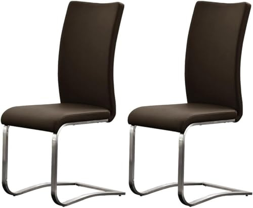 möbelando Esszimmerstuhl >Muvo II< (2er Set) in Braun aus Echtleder - 43x103x52cm (BxHxT)
