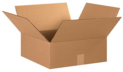 BOX USA 15156 Flat Corrugated Cardboard Box 15 L x 15 W x 6 H, Kraft, For Shipping, Packing and Moving (Pack of 25)
