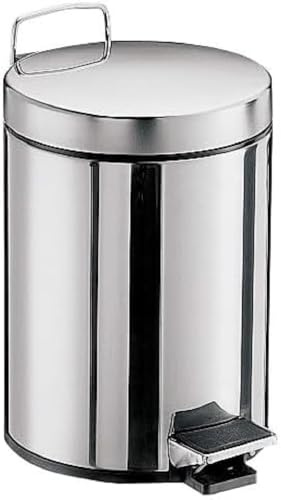Emco System 2 Kosmetikeimer, Inhalt 5 Liter, rund, Edelstahl, Treteimer mit Deckel, Abfallbehälter – 355300000