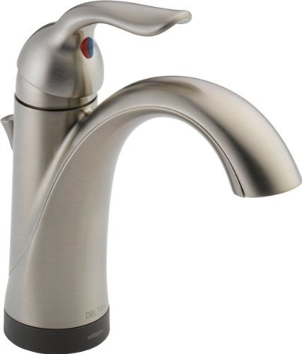 Delta Faucet Lahara Single Hole Bathroom Faucet with Touchless Technology, Brushed Nickel Bathroom Sink Faucet, Single Handle Bathroom Faucet, Bath Faucet, Push Pop-Up Drain, Stainless 538T-SS-DST