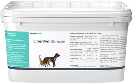 almapharm EnteriVet fibrosan | 1 kg | Ergänzungsfuttermittel für Hunde und Katzen | Leichtverdauliche Ballaststoffergänzung mit Cellulose | Zur Gewichtsreduktion ohne Hungergefühl