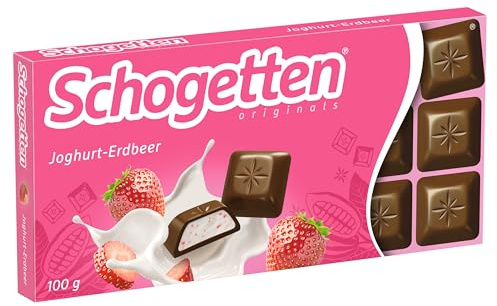 Schogetten Joghurt-Erdbeer 100g Schokoladentafel, praktisch einzeln portioniert. Ein Genuss. Stück für Stück | Einzeln portioniert, Stück für Stück