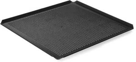 HENDI Backblech, perforiert, mit PTFE Antihaftbeschichtung, 4 Aufkantungen, geeignet zur Verwendung in Öfen, Blech, Ofenblech, Kuchenblech, Lochblech, GN2/3, 354x325x(H)10mm, Aluminium, schwarz