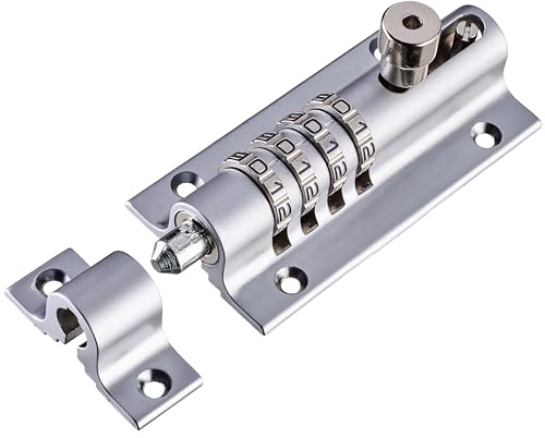Squire Combi Bolt Door Lock (COMBI4) - 4 Wheel Combination Locking Bolt - Weatherproof Die Cast Body - Tamper Proof Slide Bolt - High Security Gate Lock for Home & Garages (Chrome, 120 mm)
