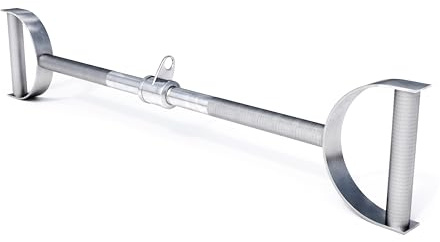 GORILLA SPORTS® Barra Dritta per Lat Machine - Carico Massimo 200 kg, con Maniglie e Giunto Girevole, 76 cm Lungo, Cromato, Zigrinato - Barra Lat, Trazione, Allenamento, Bicipiti, Tricipiti