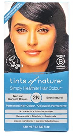 Tints of Nature Natural Darkest Brown Permanent Hair Dye 2N Nourishes Hair & Covers Greys - Single Pack