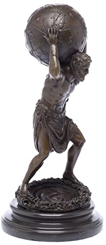aubaho Bronzeskulptur Atlas Träger der Weltkugel Mann Bronze Skulptur Figur Sculpture