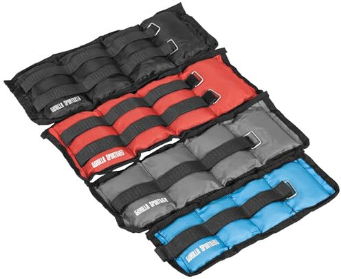 GORILLA SPORTS® Gewichtsmanschetten - 2er Set, Gewichte 1kg, 2kg, 3kg, 4kg, 5kg, 6kg, 7kg, 8kg, 10kg, Verstellbar - Fußgelenkgewichte, Armgewichte, Handgelenkgewichte, Handgelenk, Laufgewichte