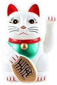 6 Fortune Cat Maneki Neko Waving Lucky Cat (many colours) (White)