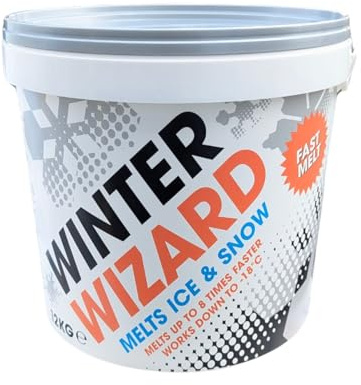 Winter Wizard White De-Icing Salt Fast Melt for Clearing Paths and Driveways of Ice and Snow Cleaner Than Grit Rock Salt - 5kg Tub
