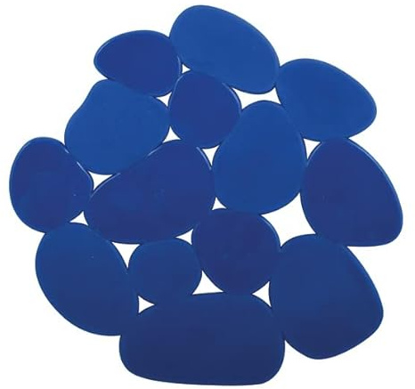 MSV Lot de 4 Tapis antiderapants de Douche ou Baignoire PVC Galets 12x13cm Bleu Marine