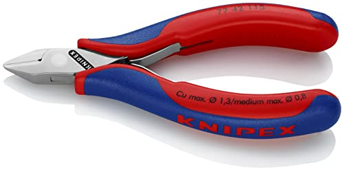 KNIPEX Elektronik-Seitenschneider mit durchgestecktem Gelenk mit Mehrkomponenten-Hüllen 115 mm, 77 42 115