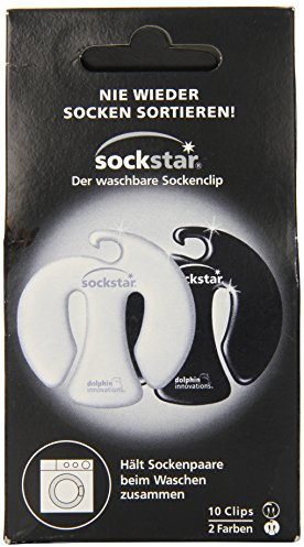 Sockstar Pinces à Chaussettes Noir et Blanc – Format de Base = kit de 10 pièces en 2 Couleurs