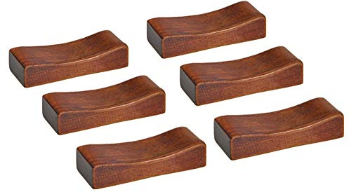 Tea Talent Handcrafted Wooden Chopsticks Rest or Dinner Spoon Stand Fork and Knife Holder Home Decor Set of 6,Concave Shape