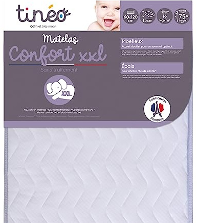 TINÉO - Matratze XXL Confort, 60x120 cm, 15 cm Dicke, Weiß