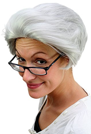 WIG ME UP - PW0206-PC309 Perücke für Frauen oder Männer Silbergrau grau Seitenscheitel